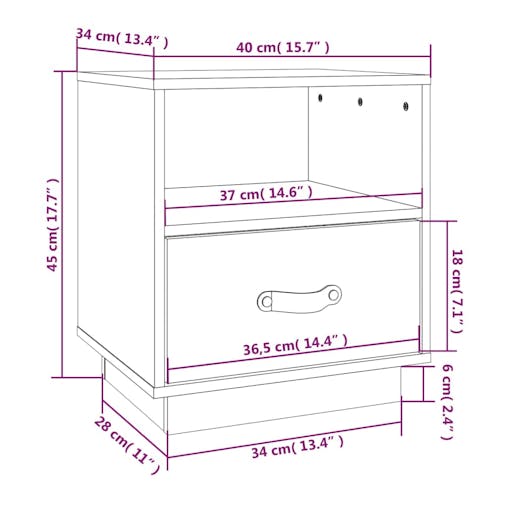 NNEVL Bedside Cabinets 2 pcs 40x34x45 cm Solid Wood Pine
