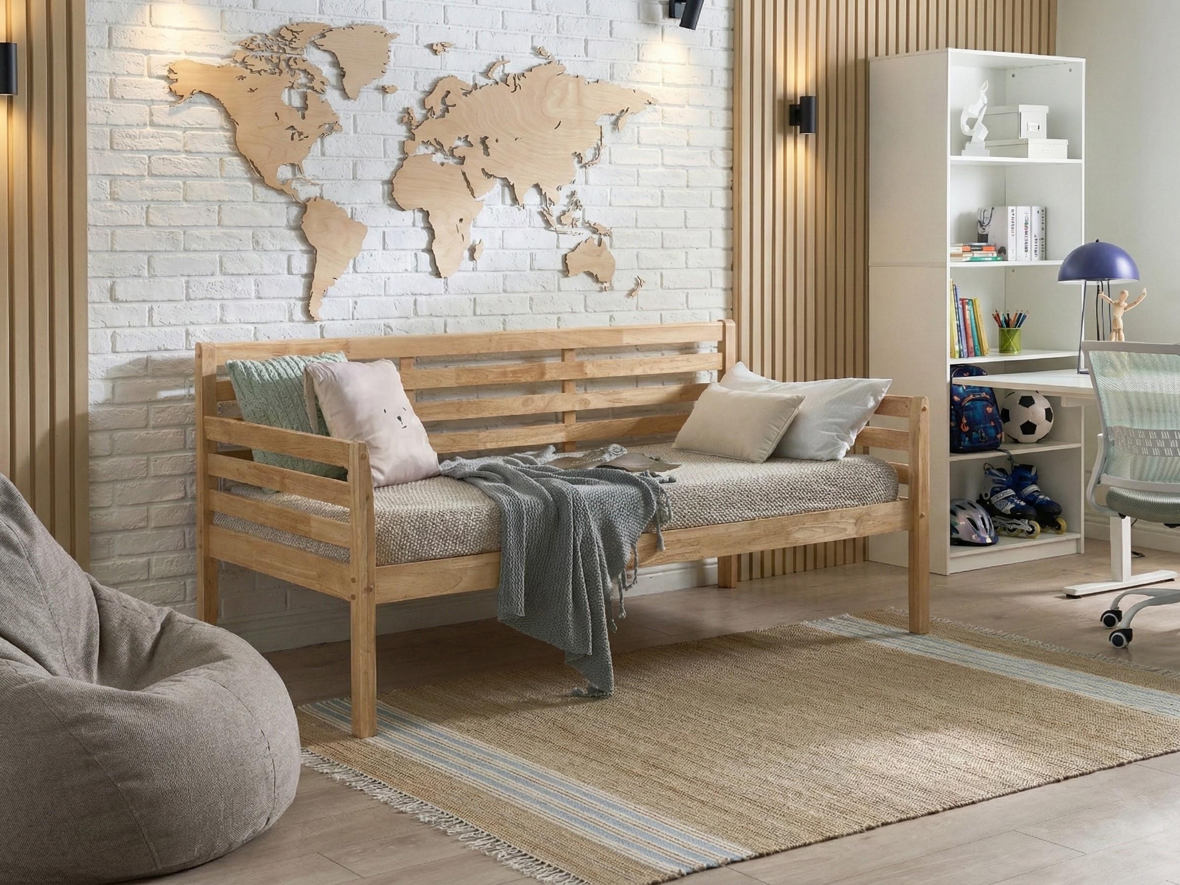 Daybed Wood THEZA 90 x 200 cm (EU Single) Natural