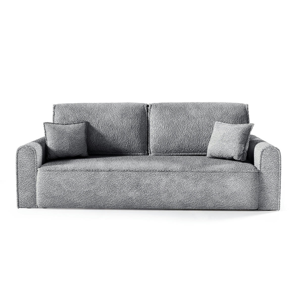 - Canapé convertible 3 places coffre bouclé gris