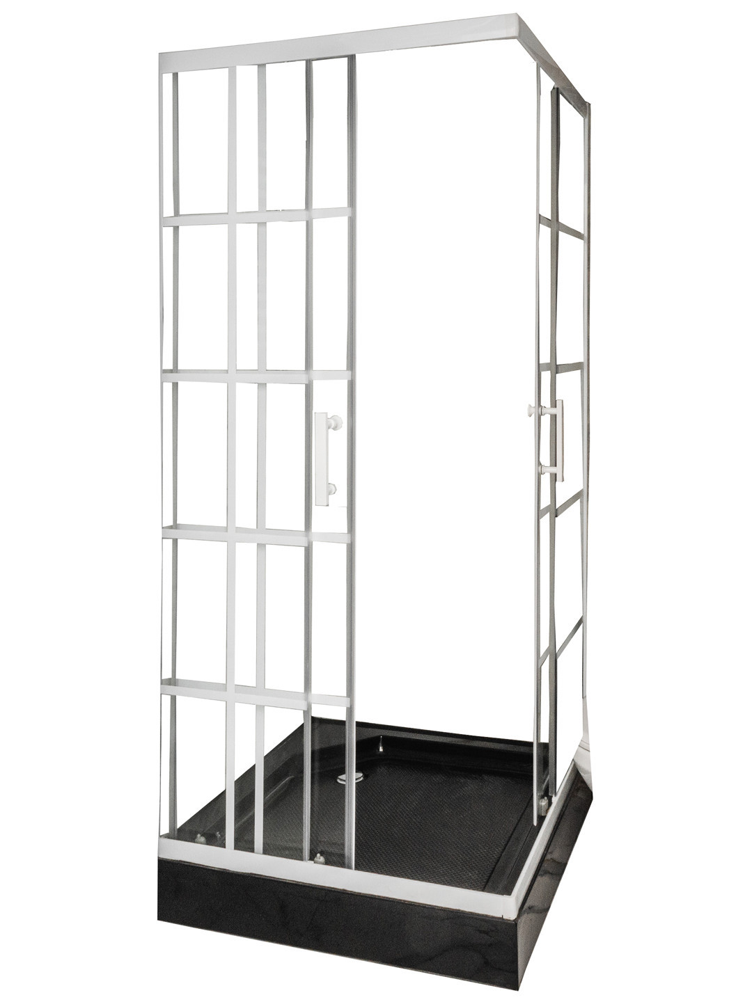 Kabina prysznicowa 80x80 biała LOFT czarny brodzik 13cm