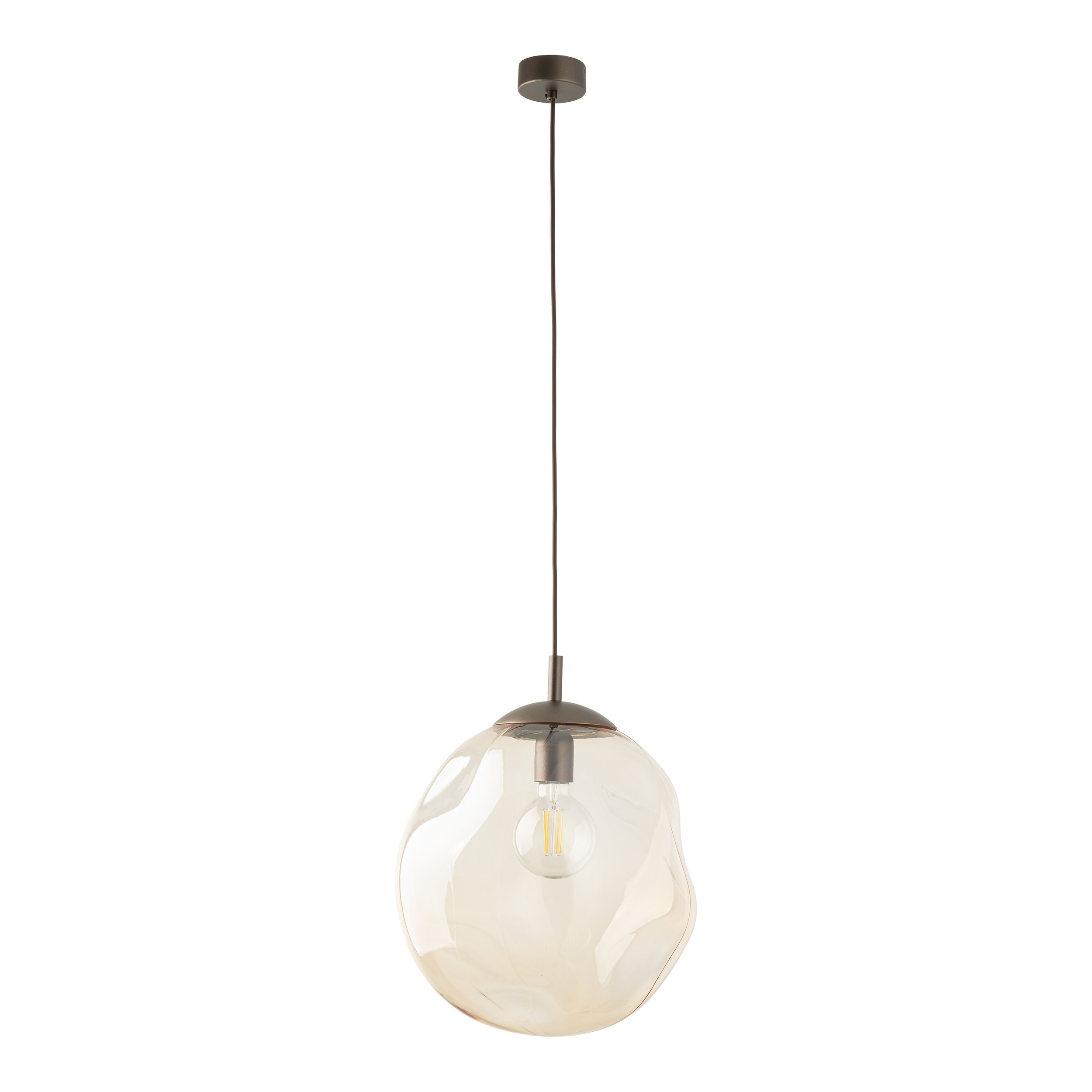 Brązowa Lampa Wisząca Tk Lighting Lava L Koniakowy Nieregularny Klosz 1Xe27