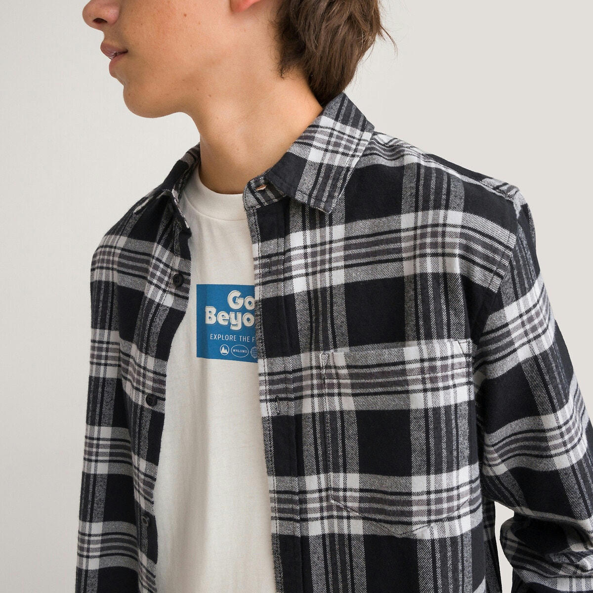 Chemise imprimé carreaux manches longues