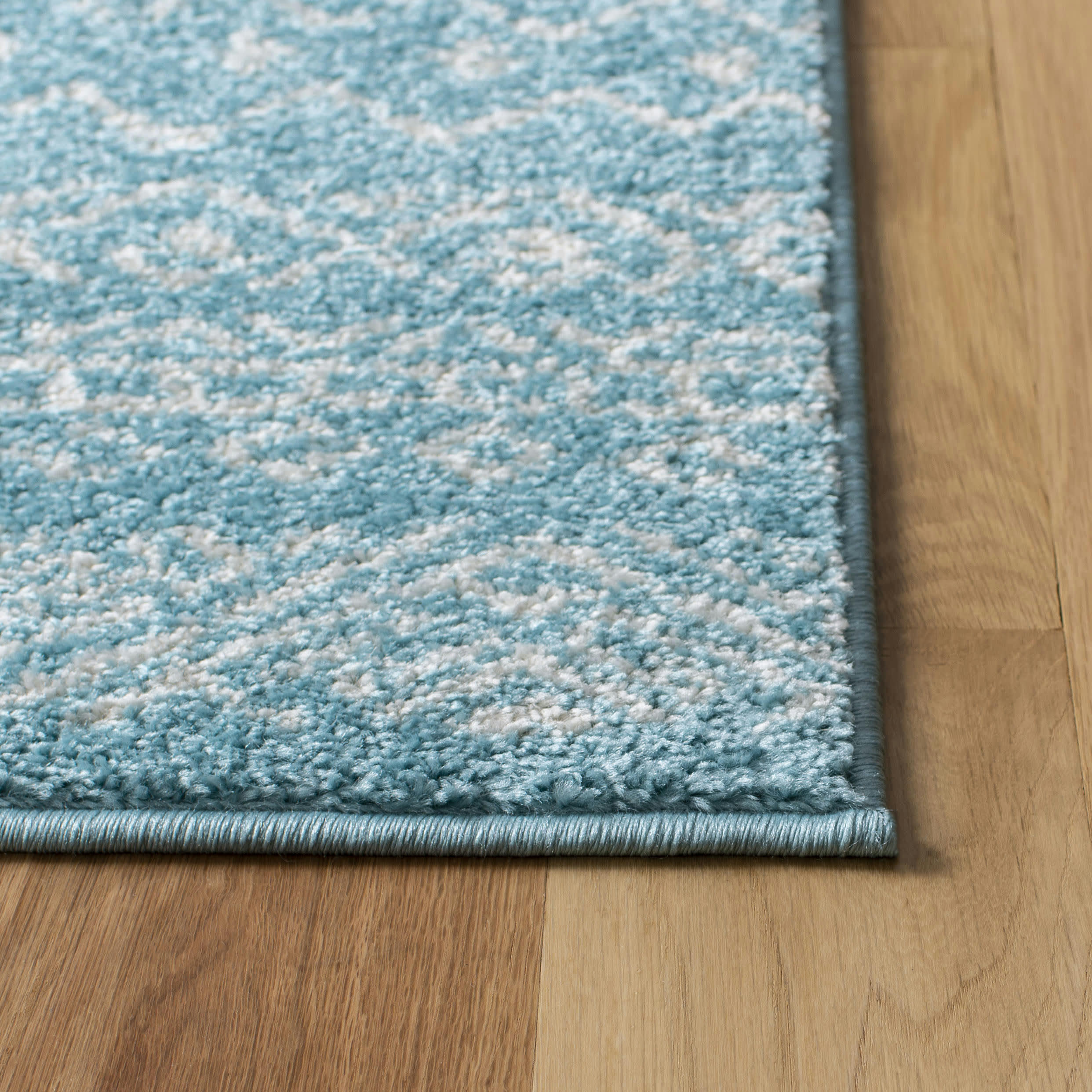 TULUM - Tapis de salon interieur en turquoise & ivory, 91 x 152 cm