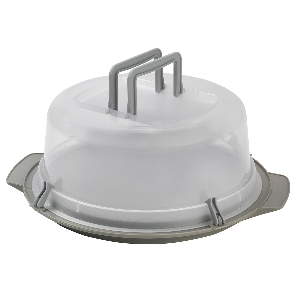 Boleira cinza com tampa para transporte 36cm