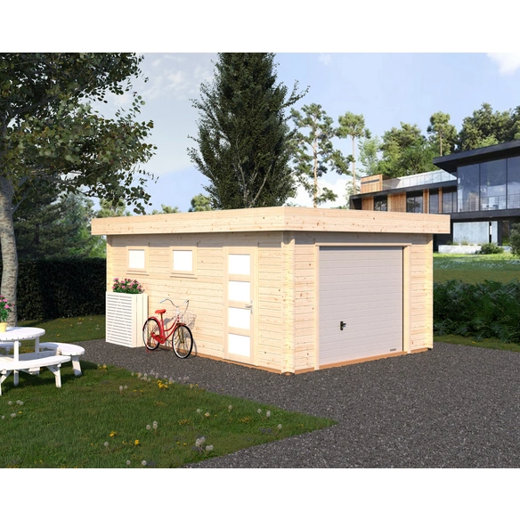 Blockbohlen-Garage, BxT: 360 x 550 cm (Außenmaße), Holz