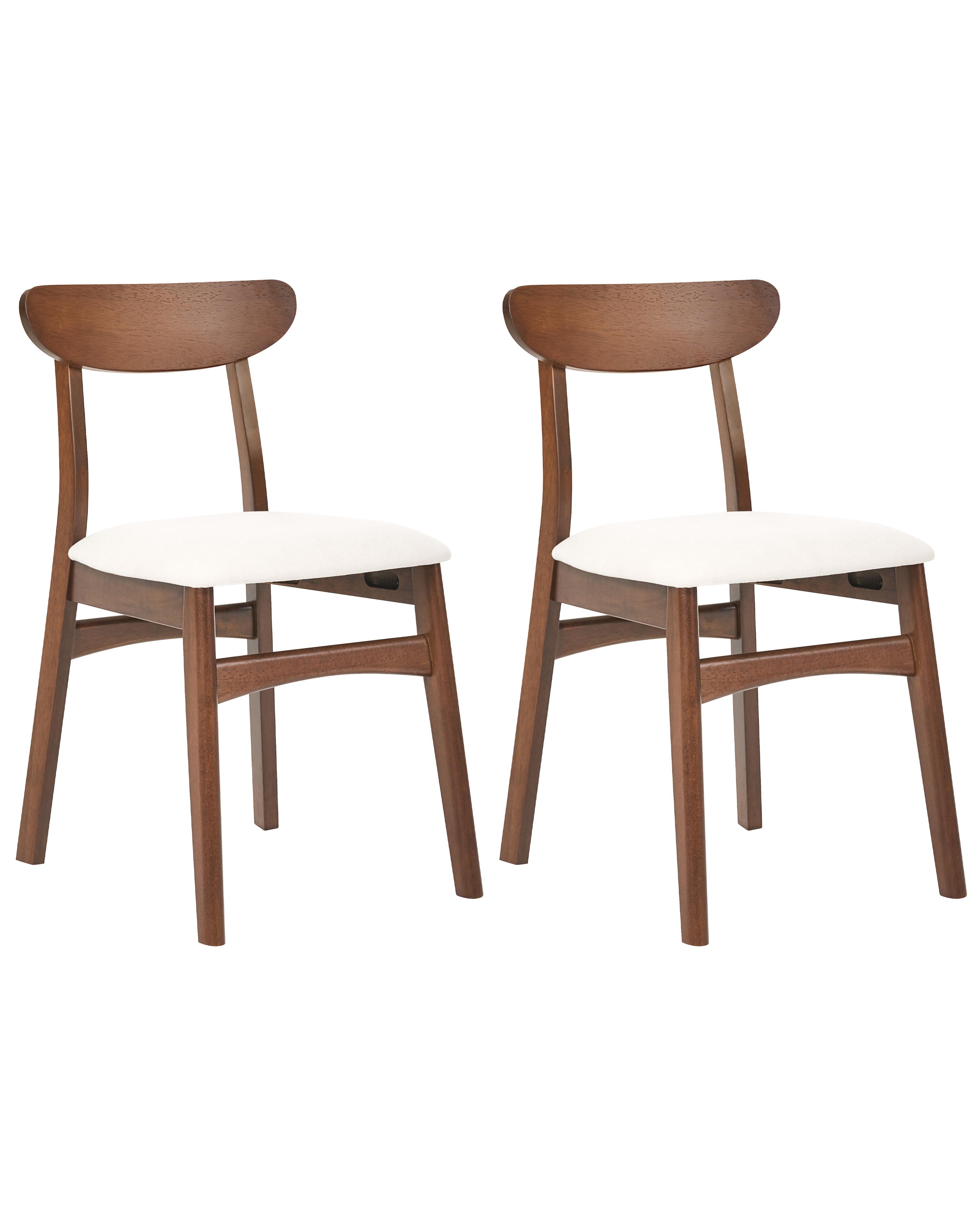 Set of 2 Bar Chairs DOYLE Wood Brown/ Light Beige