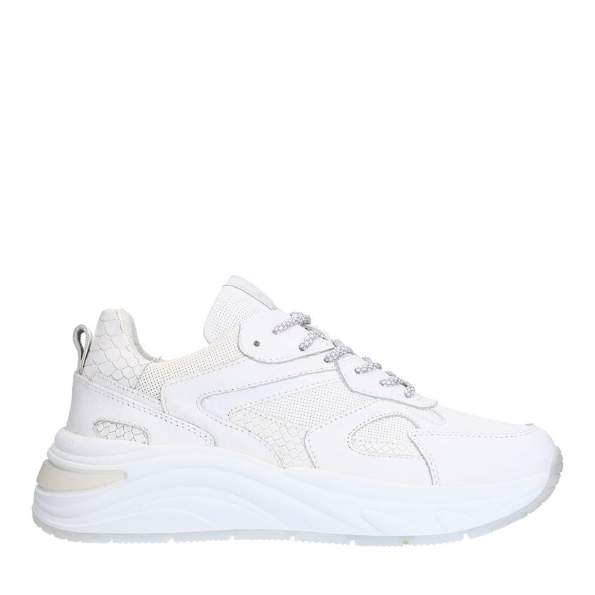Manfield Witte leren sneakers