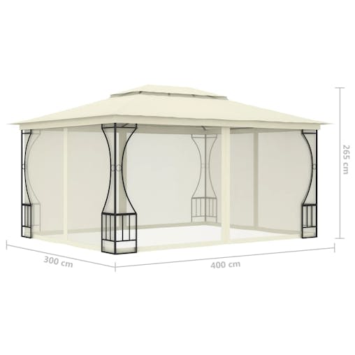 NNEVL Gazebo with Nets 300x400x265 cm Cream