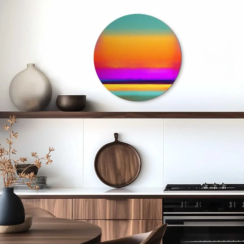 Glasschilderij Kleurrijke horizon - &Oslash; 50 - Bont