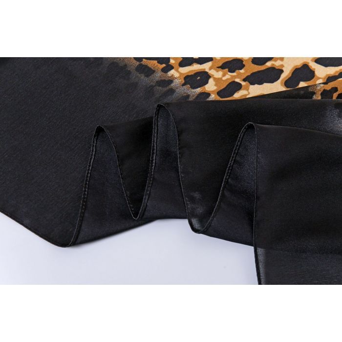 PEACH ACCESSORIES Leopard Print Satin Feel Scarf in Black Brown and Navy Colours
