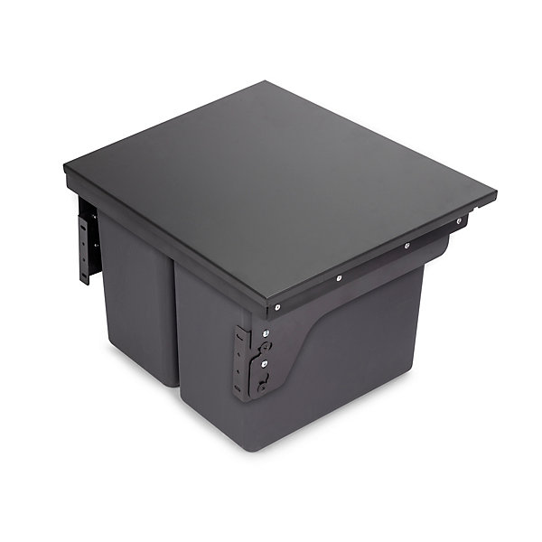 Emuca Bac de tri sélectif pour montage latéral sur meuble de cuisine Recycle 2x24litres, Acier, Plastique gris anthracite