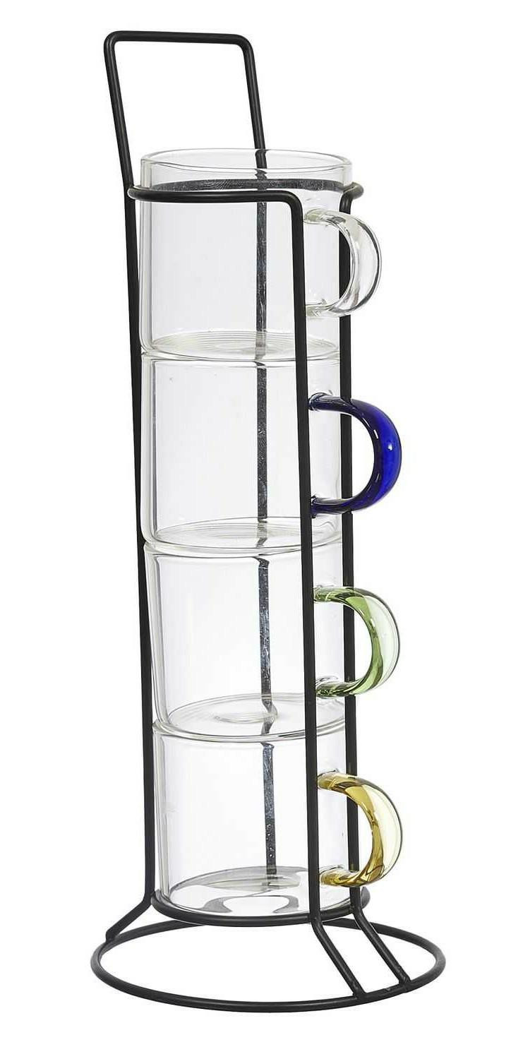 Zestaw 4 szklanek do espresso COLOR ze stojakiem 4x100 ml