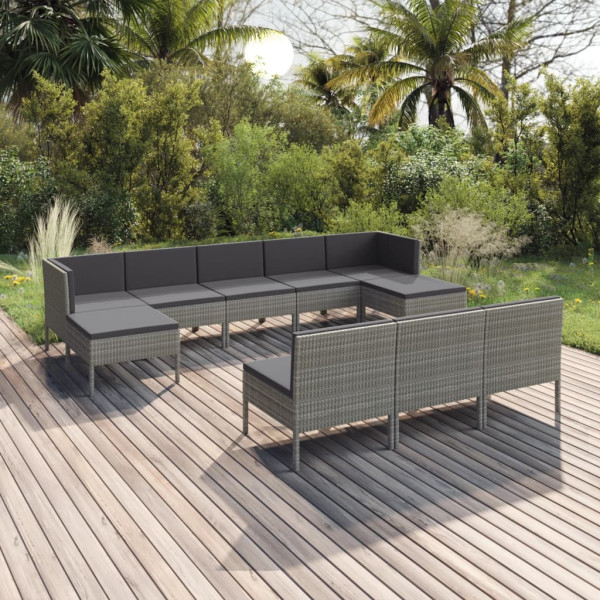 Zestaw wypoczynkowy do ogrodu Szary Technorattan 2x narożna   6x sofa