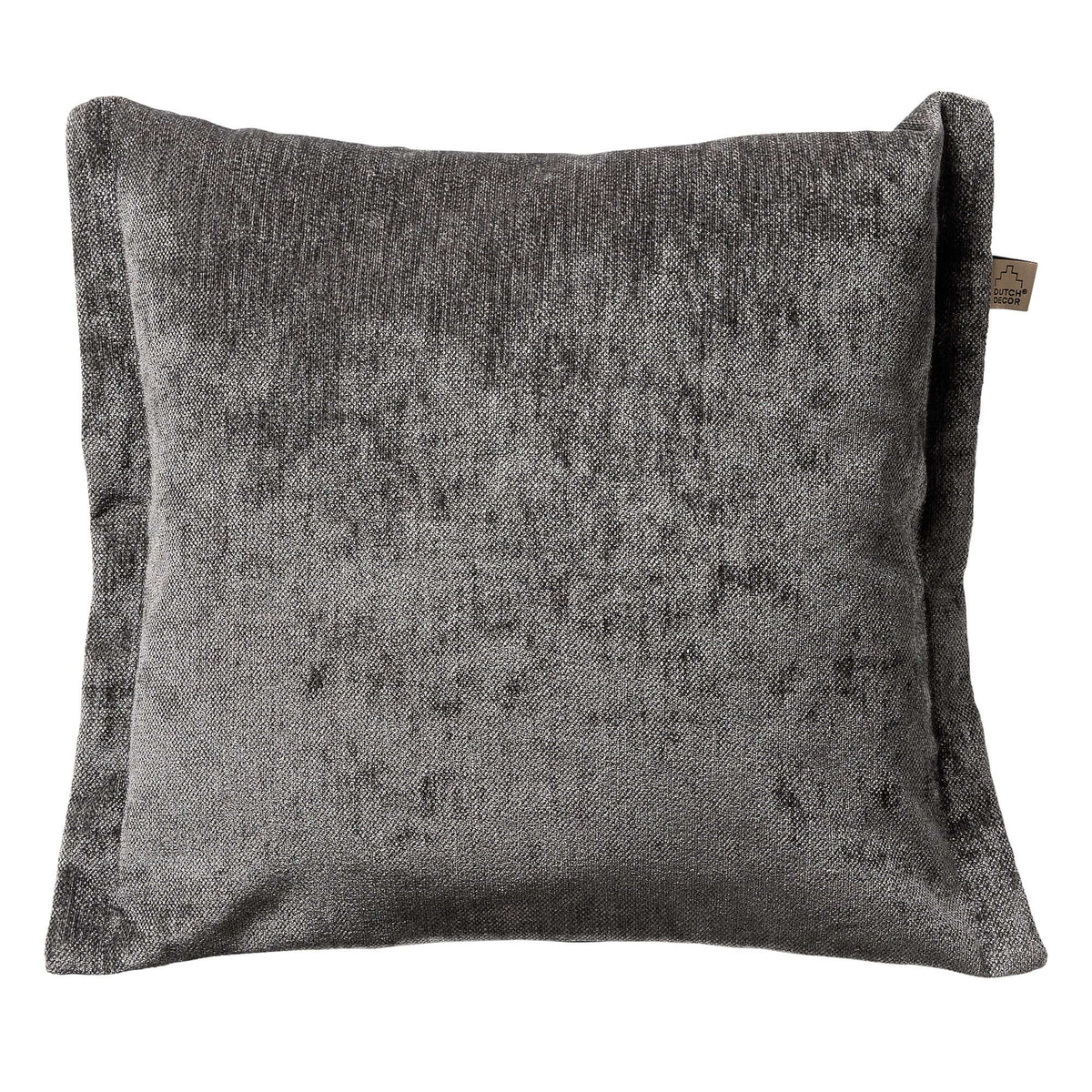 LEWIS - Sierkussen 45x45 cm - fluweel - met sierrand - Charcoal Gray - antraciet