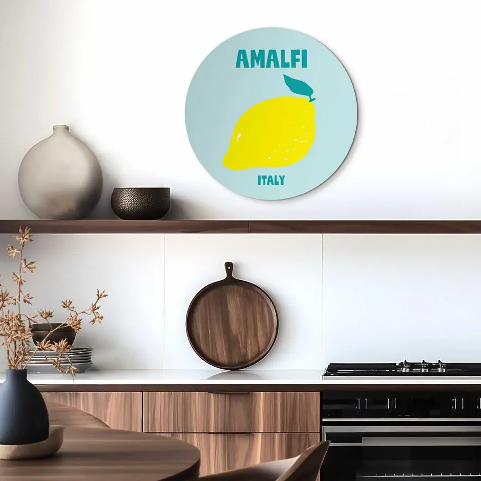 Glasschilderij Amalfi - &Oslash; 50 - Blauw