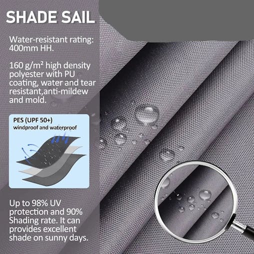 NNEOBA Premium Triangle Sun Shade Sail with Ropes (Grey)