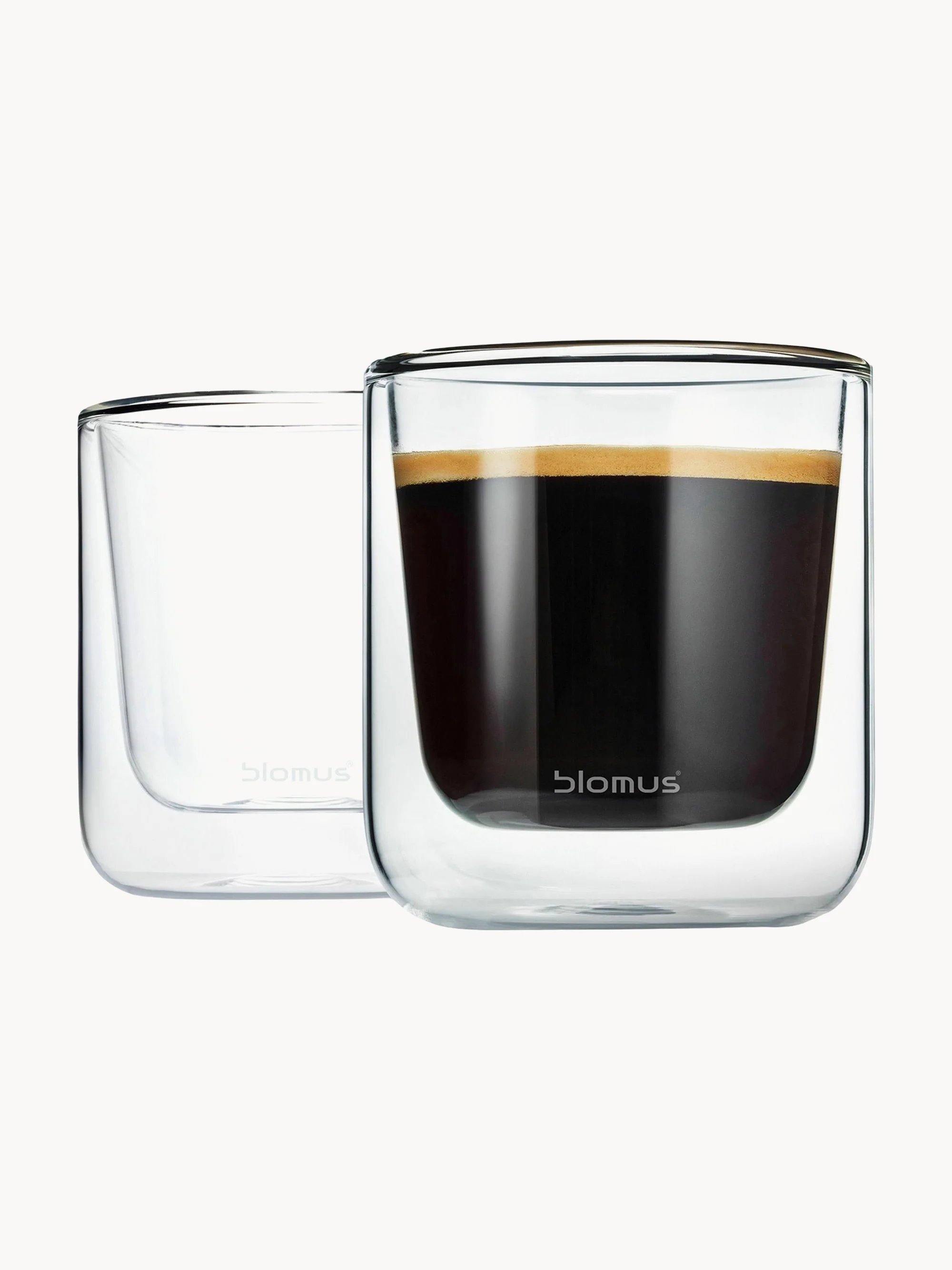 Doppelwandige Glas-Becher Nero, 2er-Set