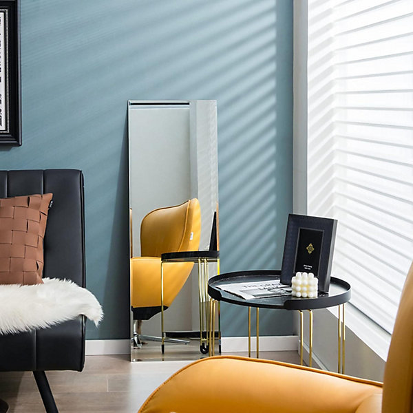 Miroir Mural Pleine Longueur 110x38cm Miroir rectangulaire sans Cadre avec Accessoires de Montage Mural Miroir Long