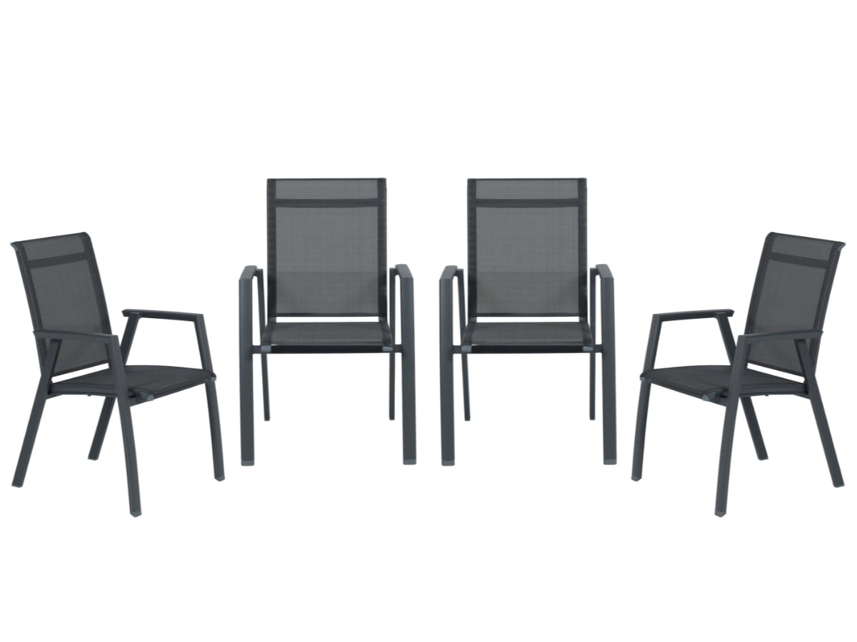 Garden Impressions Gala tuinstoelen set van 4 carbon black