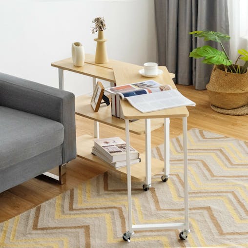 NNECW L-Shape 360 Rotating Computer PC Desk Corner Table