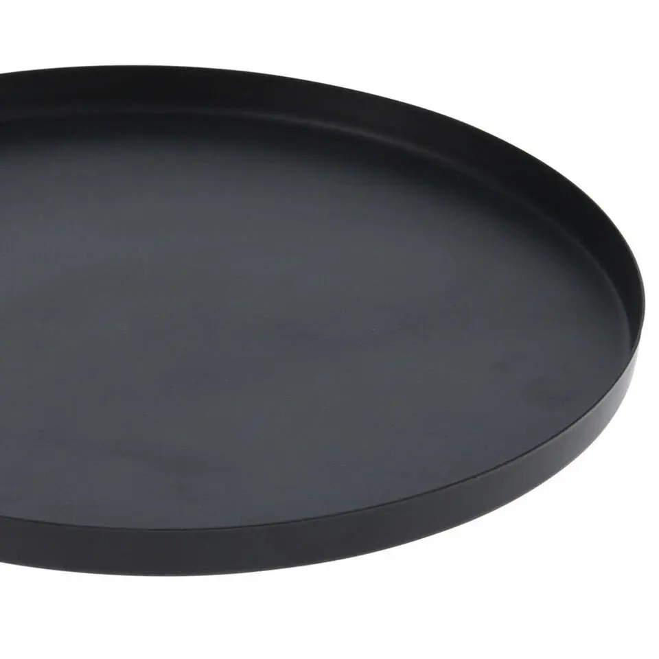 HS Collection Onderbord/kaarsenbord - serveerschaal - RVS - zwart