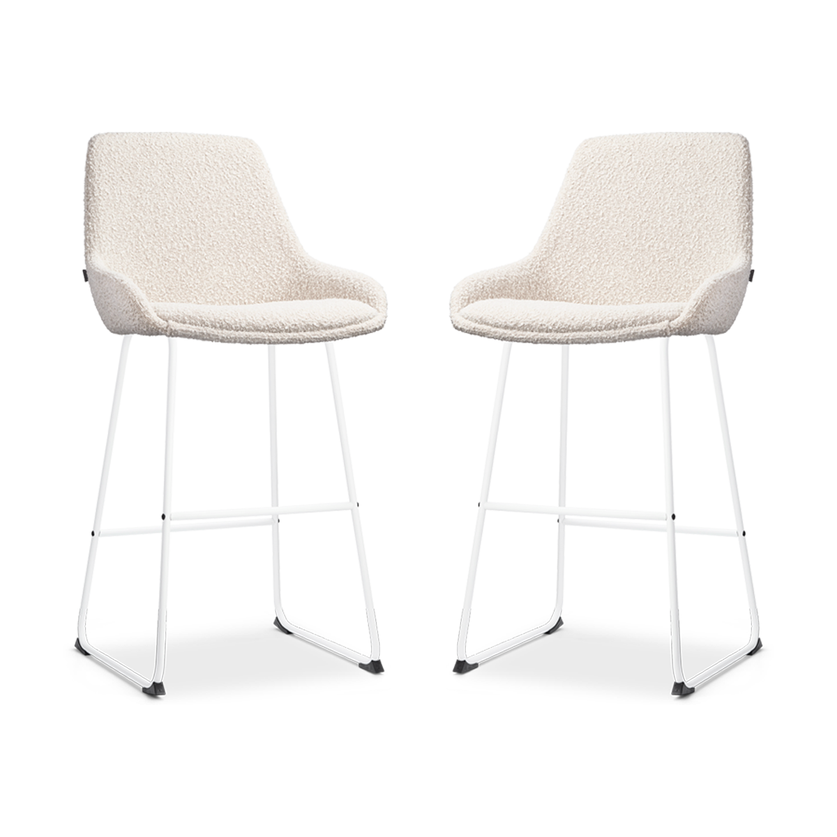 Nolon Nino-Isa Barkrukken Set van 2 - Bouclé Beige - Wit - 75 cm