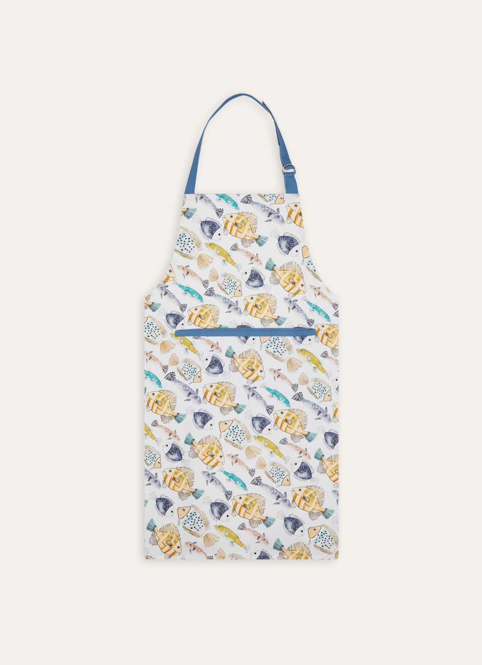 TABLIER EN COTON IMPRIMÉ POISSONS MULTICOLORE