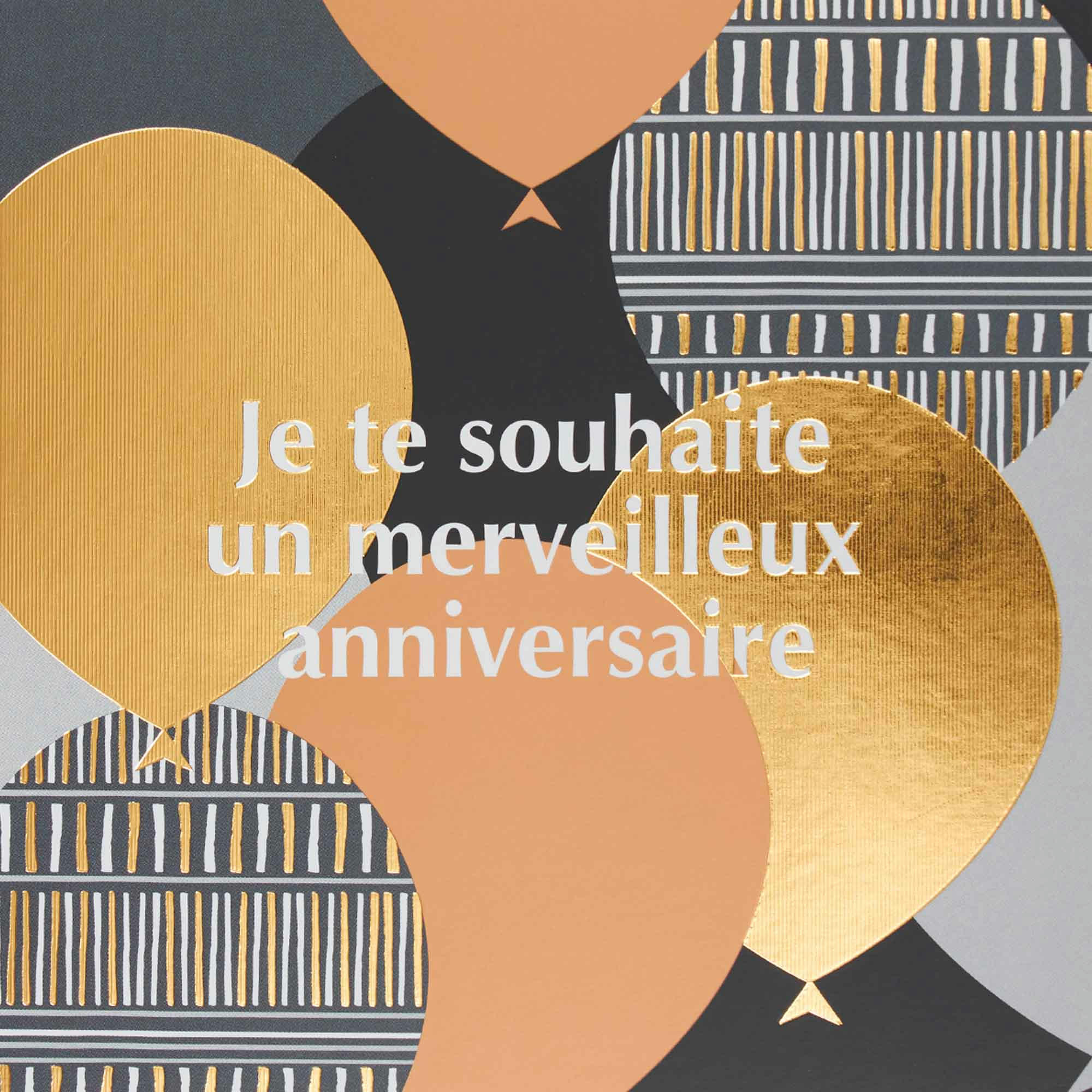 - Carte anniversaire ballons or