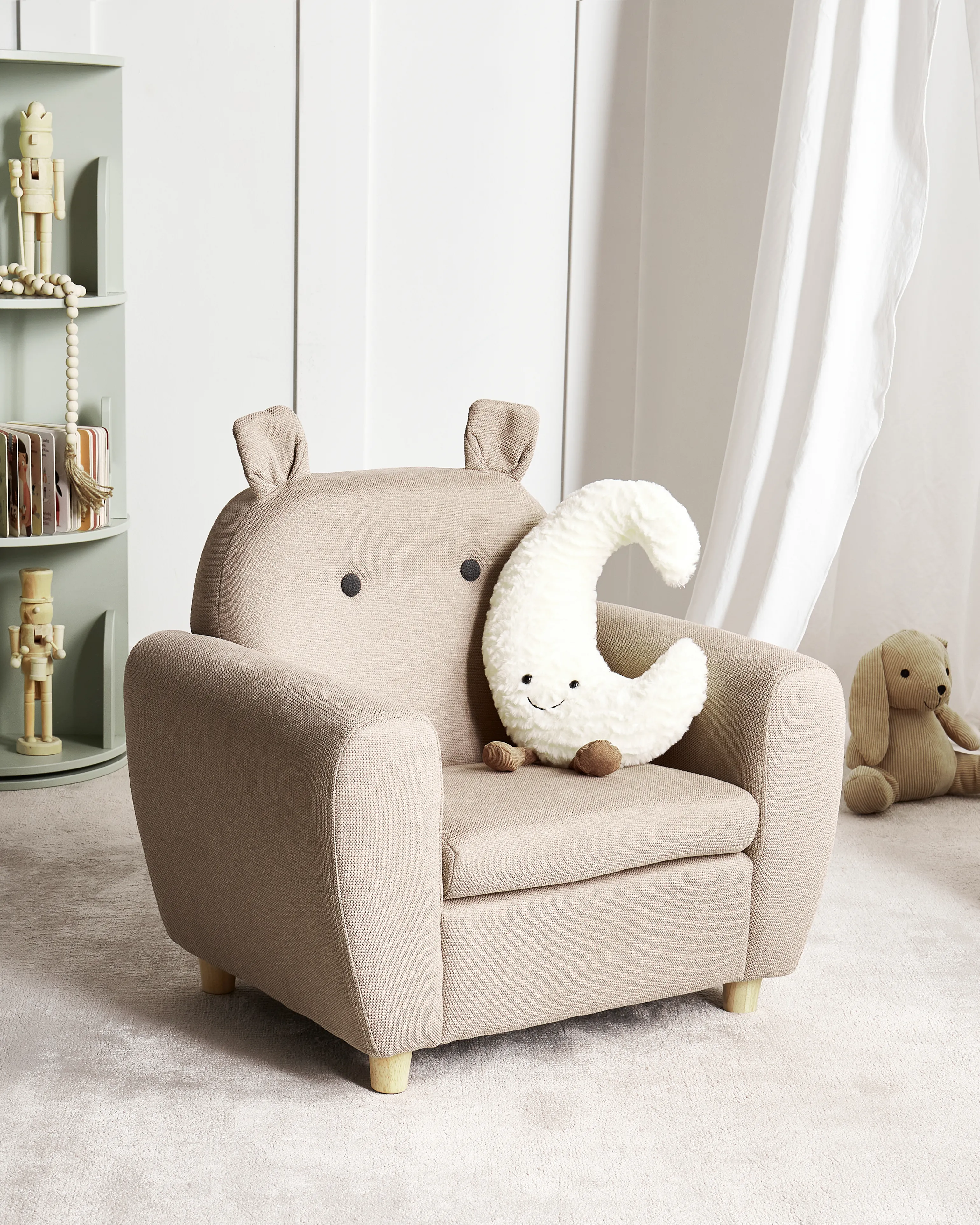 Kids Armchair Hippo MARIBO Fabric Taupe