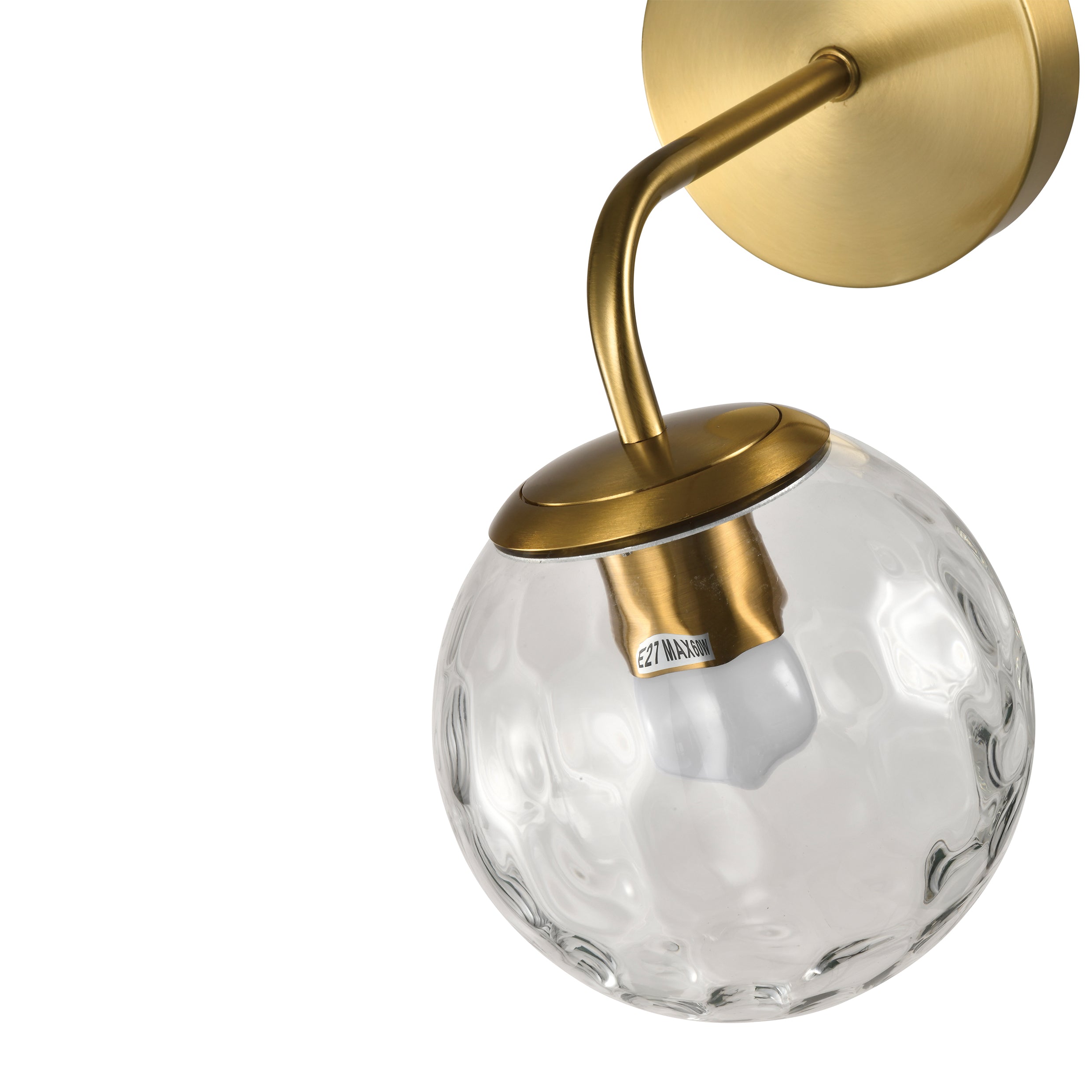 QUVIO Gouden wandlamp - Met glazen bol - Metaal - Glas - Goud