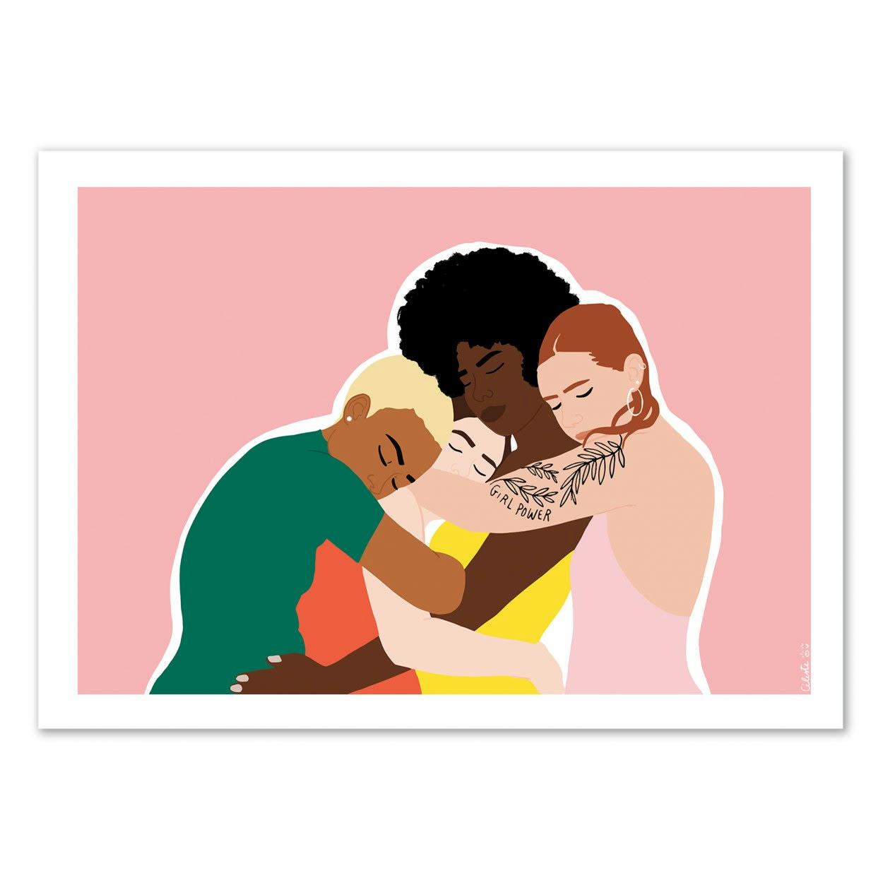 CÉLESTE WALLAERT - SISTERHOOD - Affiche d'art avec Cadre bois noir - 30 x 40 cm