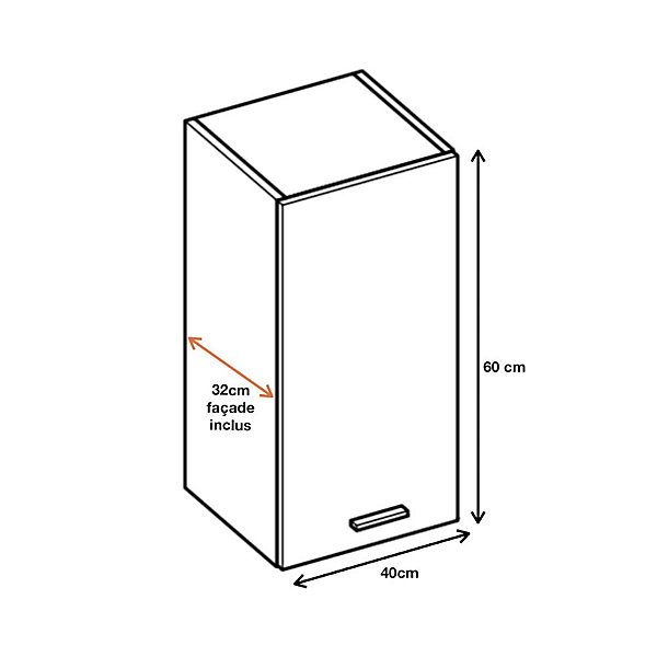 Cuisineandcie - Meuble haut de cuisine Eco Blanc 1 porte L 40 cm