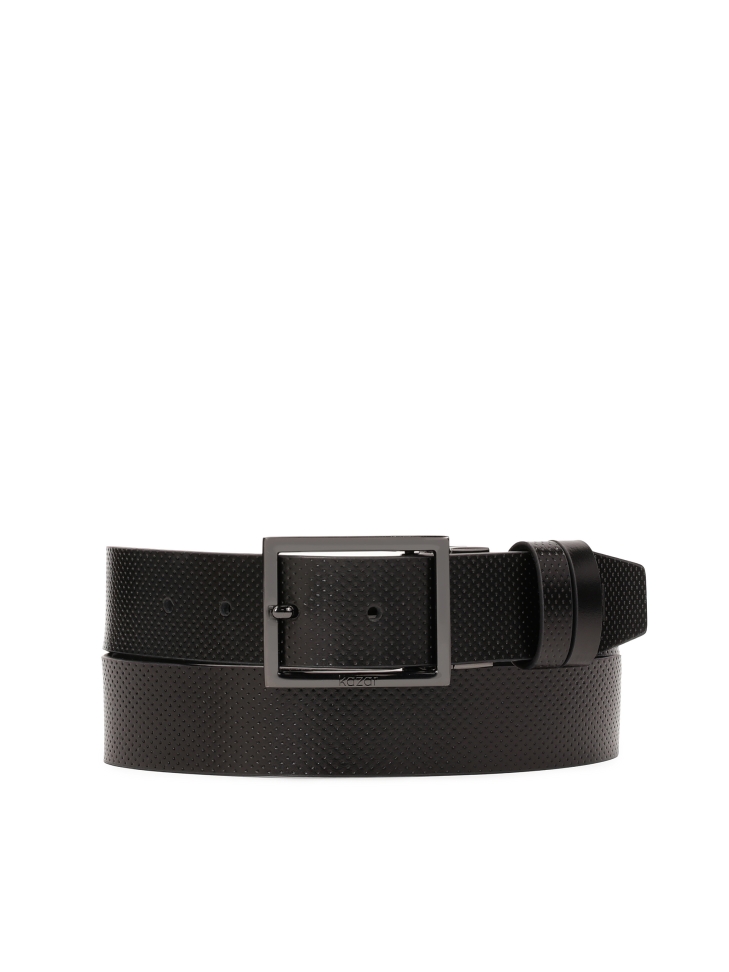 Double-sided leather belt with perforations