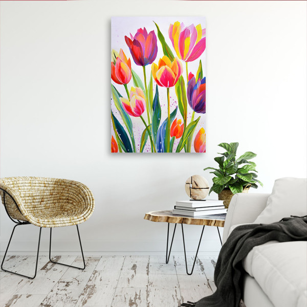 Feeby Obraz nowoczesny, Tulipany Akwarela Kolorowe 40x60