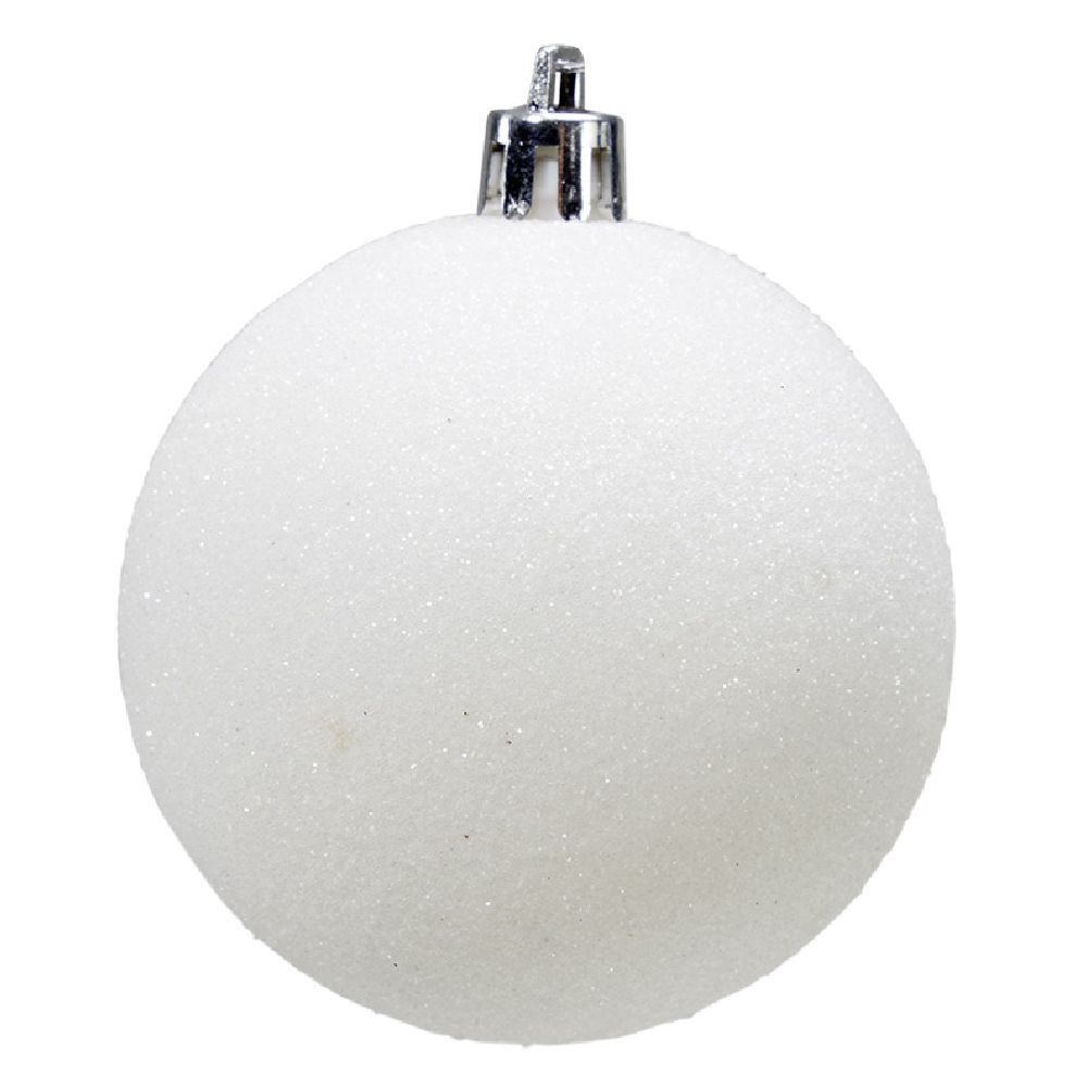 Boule de No&euml;l pailletée blanche Ø6cm x6