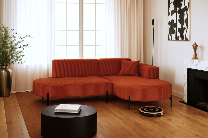 Narożnik, Sofa w kształcie L Modena Rein tkanina Poso Miedziany Prawy