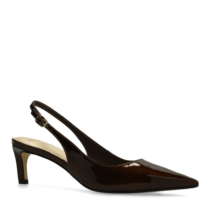 Manfield Bruine lak slingbacks