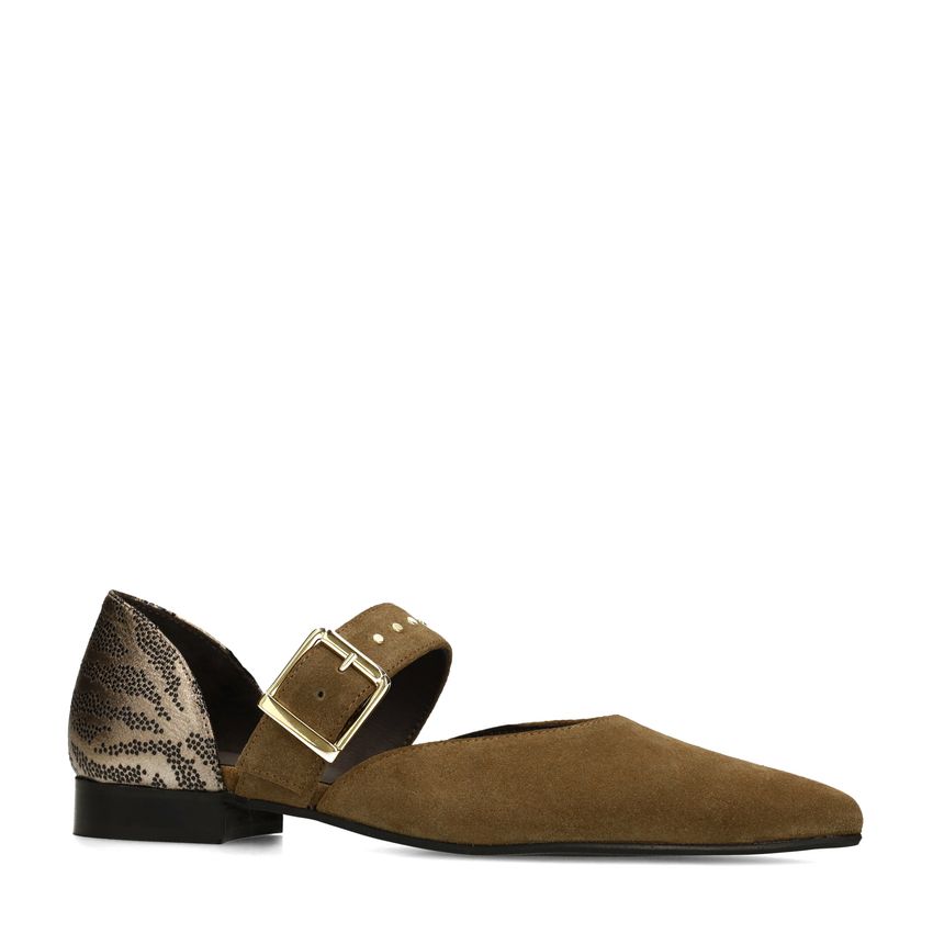 Manfield Donkergroene suède loafers