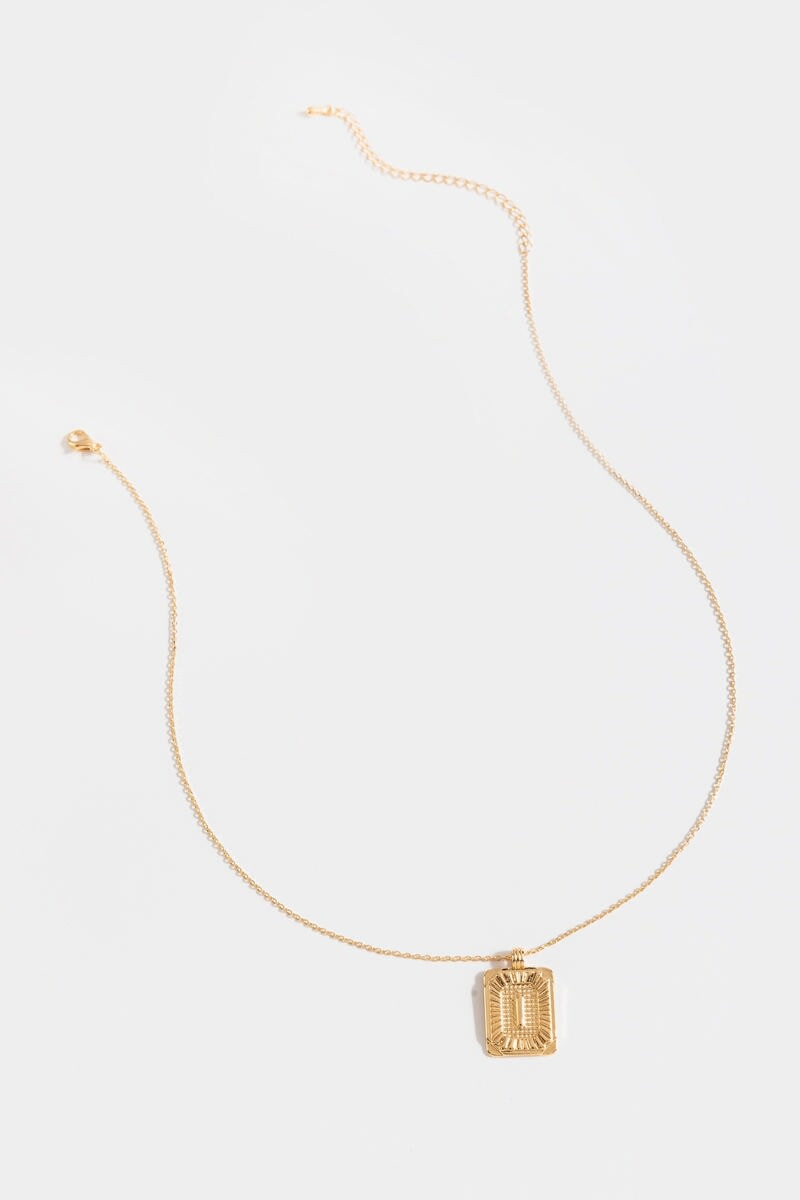 Initial ID Tag Pendant Necklace