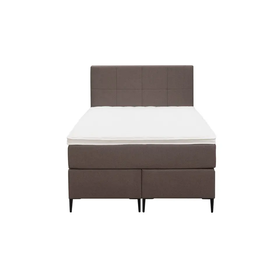 Boxspring Liv geblokt - donkerbruin - 120x200 cm - slanke poot