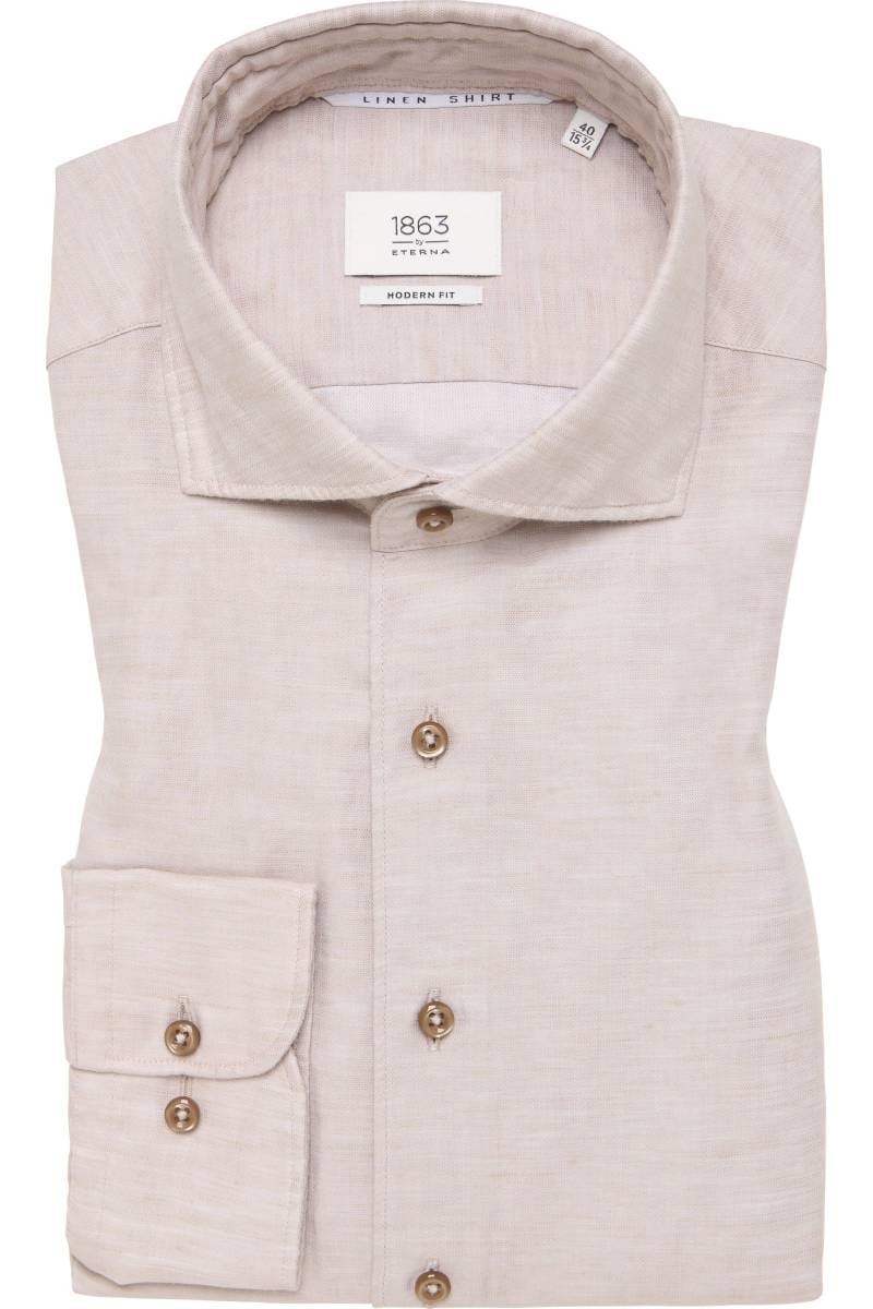 ETERNA 1863 Soft Tailoring Modern Fit Leinenhemd beige/braun, Einfarbig