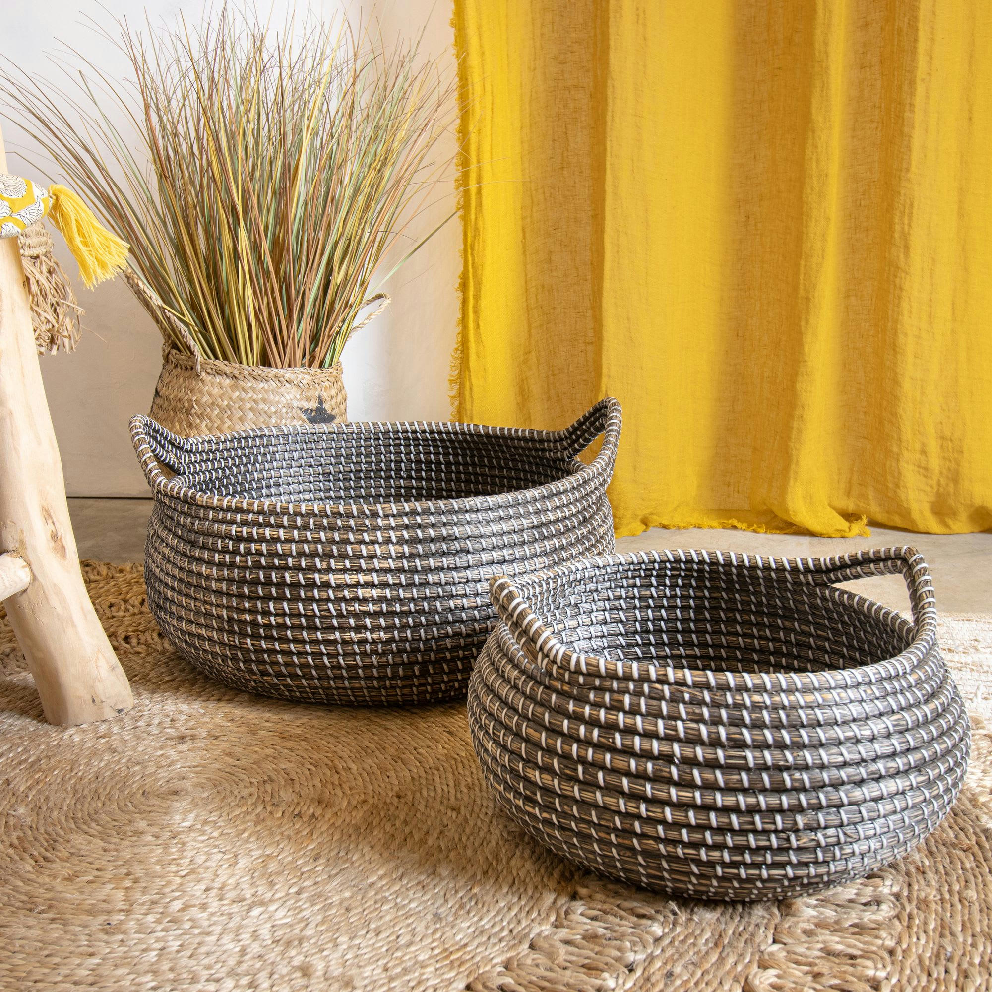 CON DAO - Set 2 corbeilles en jonc de mer avec anses