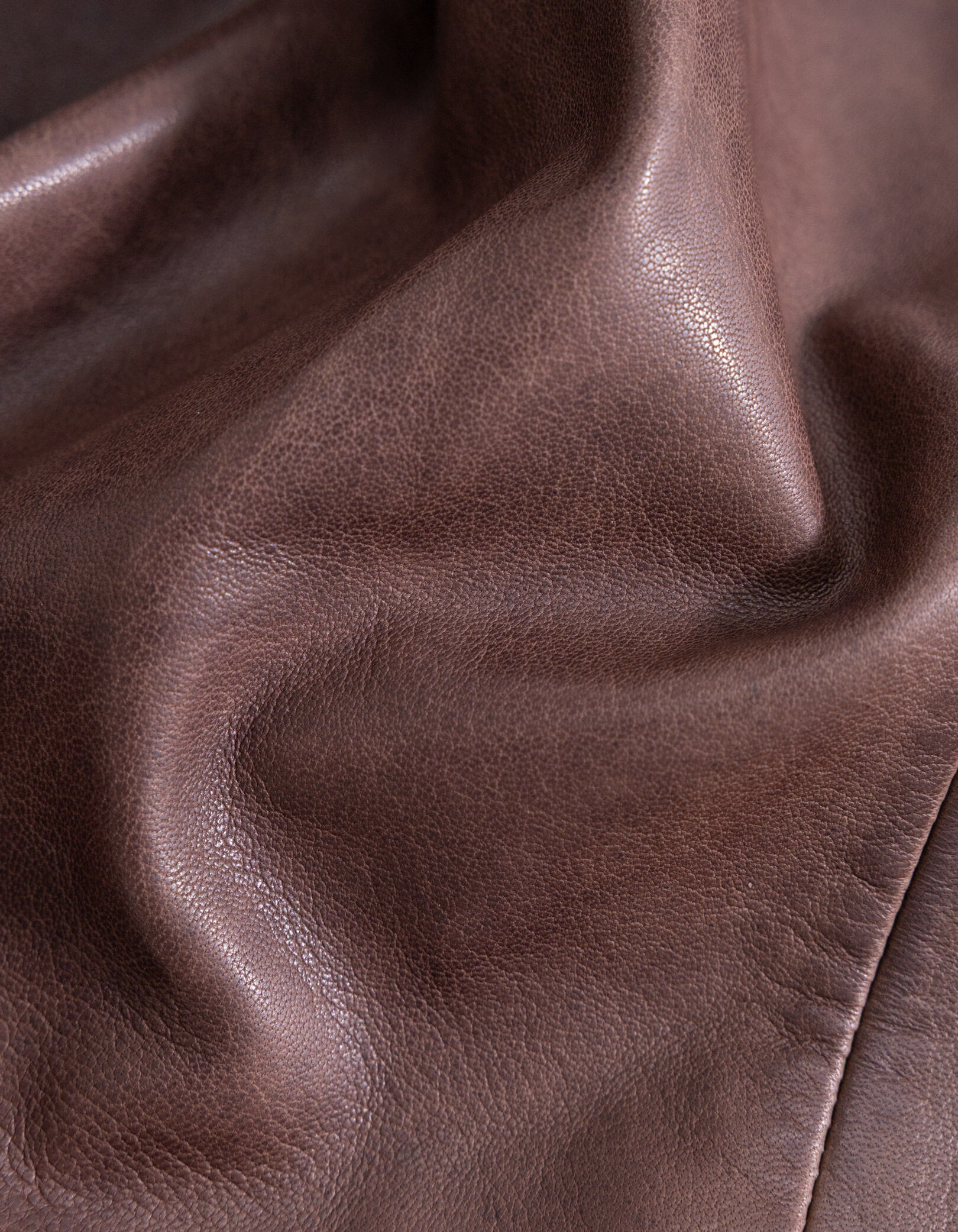 Manteau marron cuir délavé poches plaquées Femme