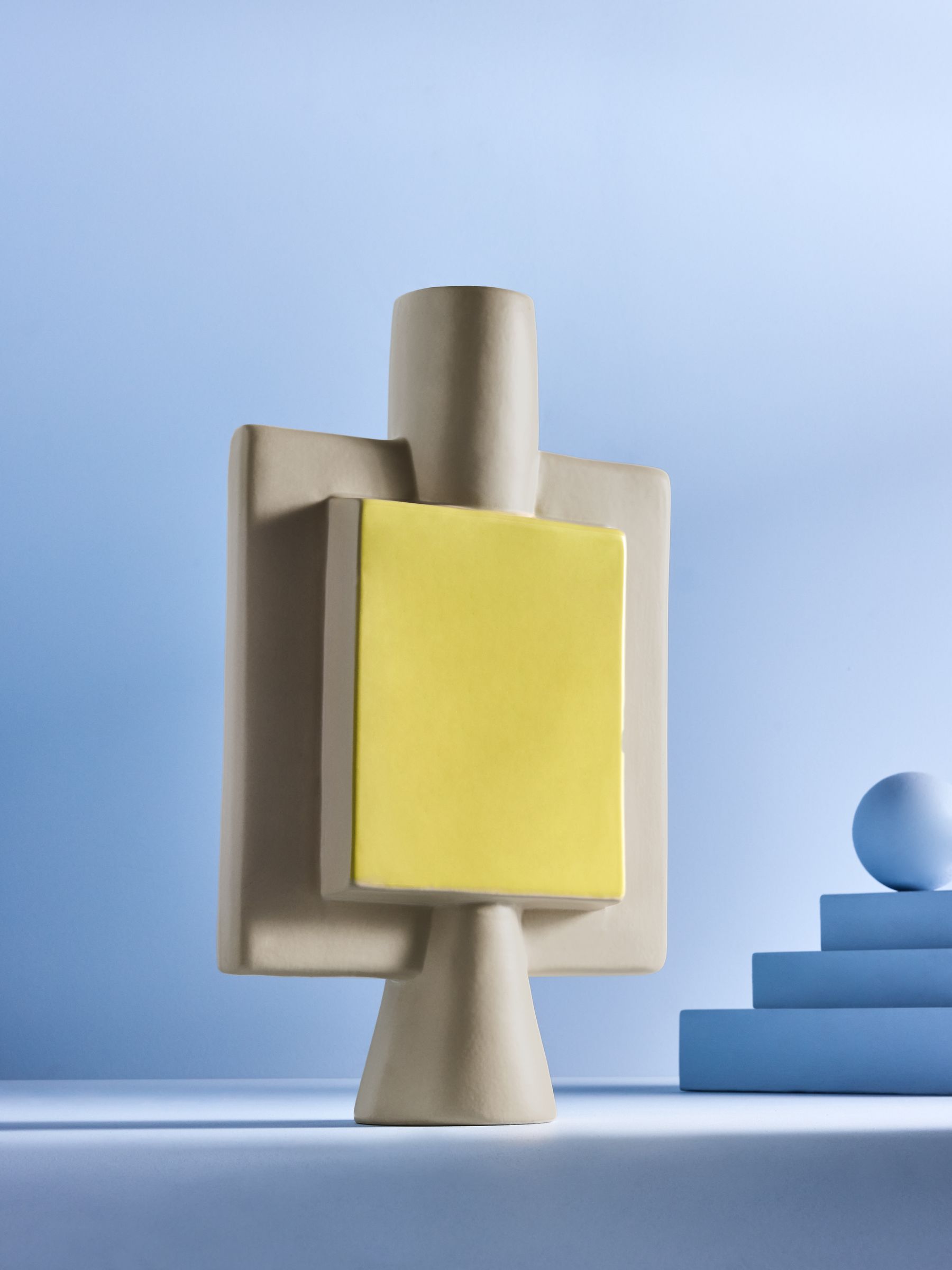 Malia Hand Painted Vase in Yellow & Natural