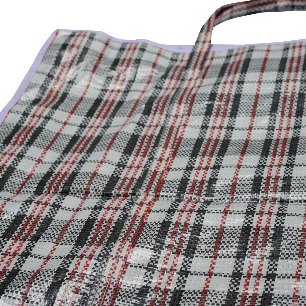 Sac de course quadrillage rouge noir blanc 68x15xH68cm