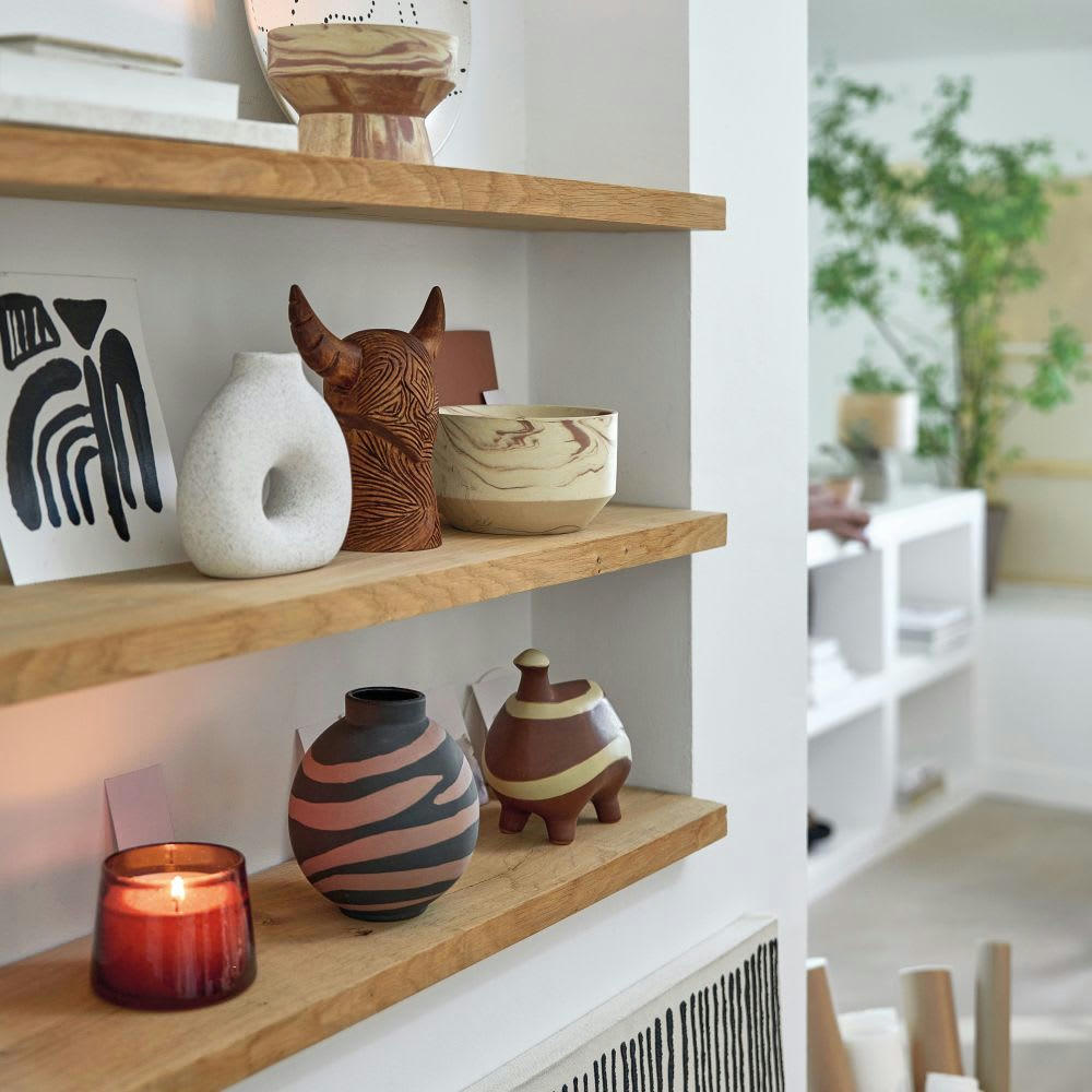 ACE - Vase en grès noir et marron H15