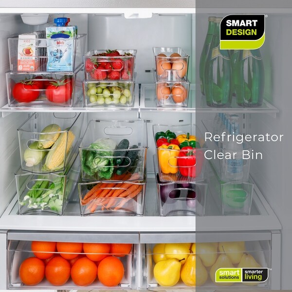 Smart Design Stackable Clear Refrigerator Egg Storage Bin with Handle - 14 Egg Container - 2 Pack- 4 x 14.5 inch