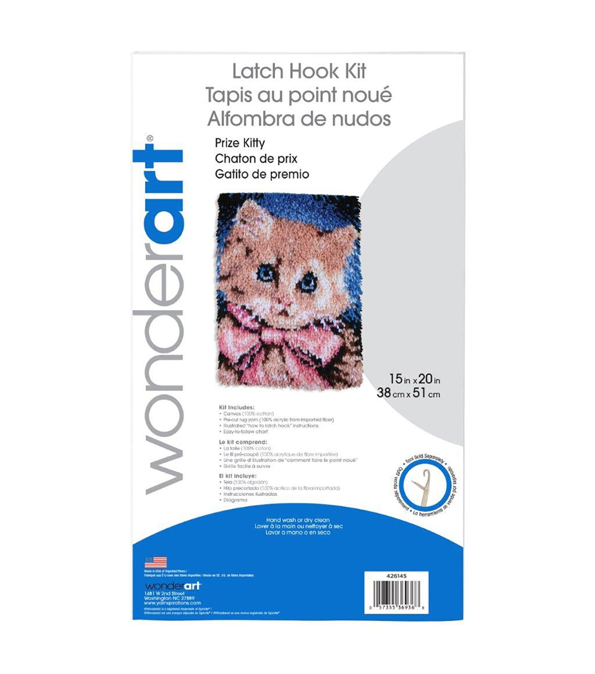 Wonderart Latch Hook Kit 15X20 Prize Kitty