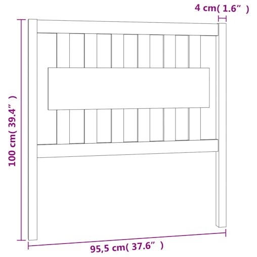 NNEVL Bed Headboard White 95.5x4x100 cm Solid Wood Pine