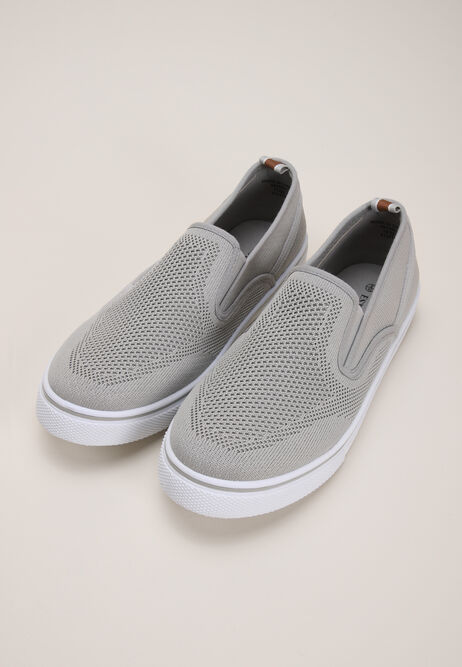 Mens Grey Casual Slip On Skater Trainer